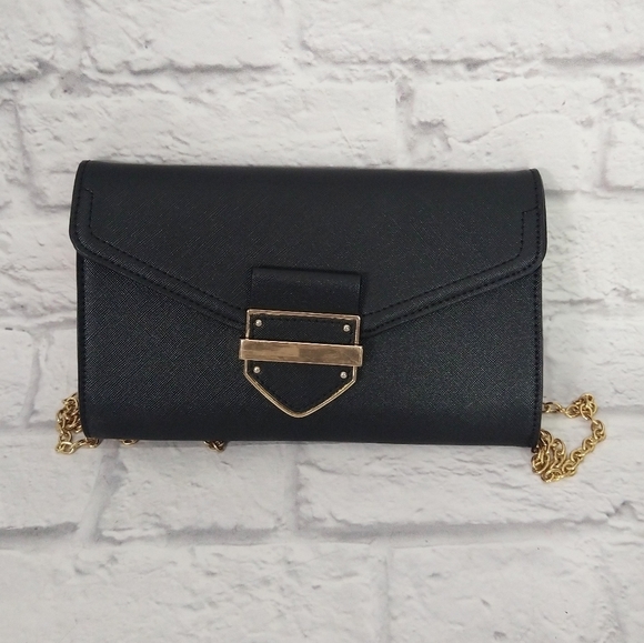 Aldo black leather envelope crossbody bag - Picture 1 of 10